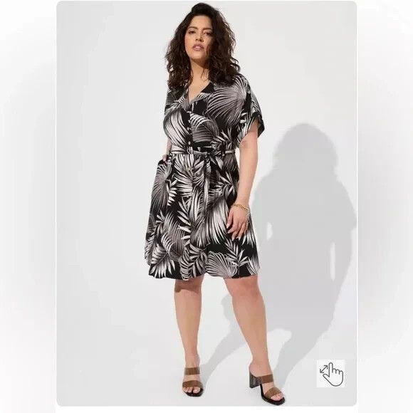 NWT Torrid Size 3X 3 Palm Leaves Mini Slub Dress C23 - Picture 1 of 10